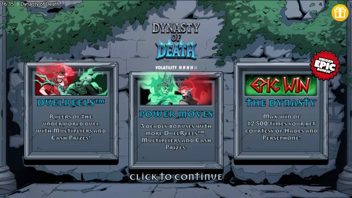 Dynasty of Death - pelin päävalikko